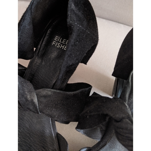 Eileen Fisher Mary Knotted Cutout Black Suede Pump - Picture 4 of 10